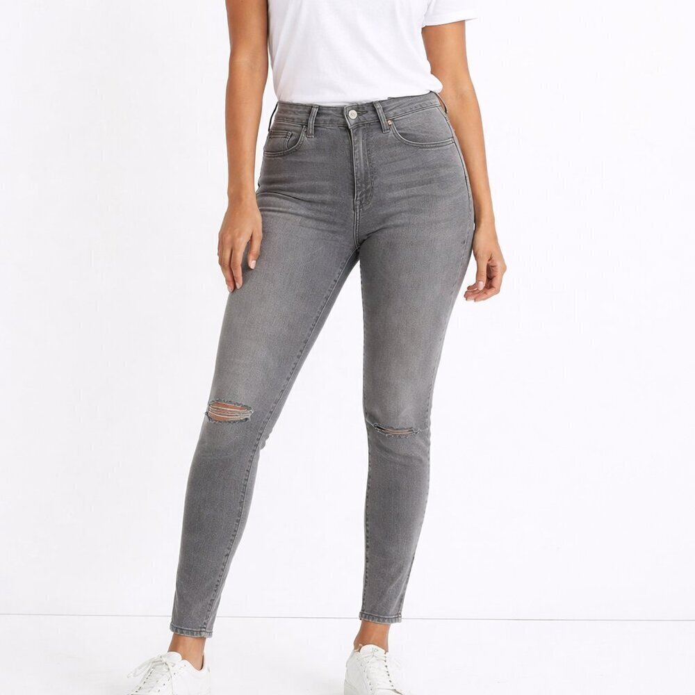 Madewell Curvy High-Rise Skinny Jeans Distressed Grey Women's Size 33T